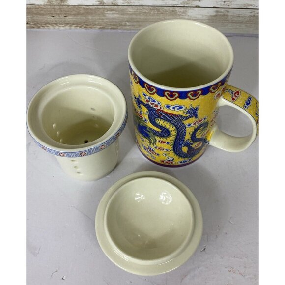 Chinese Hand Painted Vintage Tea Brewing Mug 3 Piece Set 5x3” - Picture 9 of 16